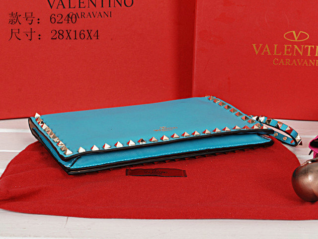 2014 Valentino Garavani Rockstud clutch V6240 sky blue